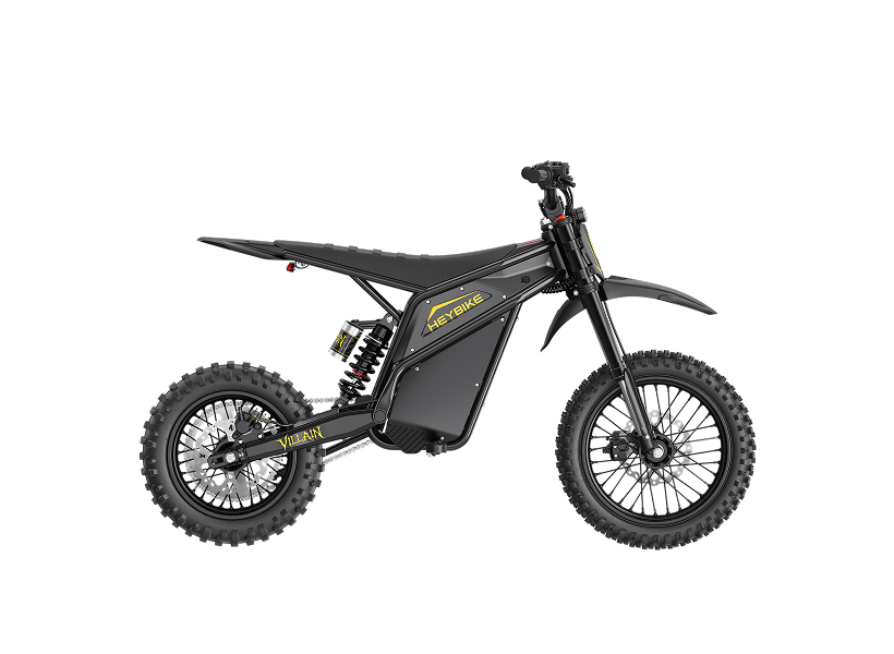 Heybike Villain Midnight Black electric dirt bike side view