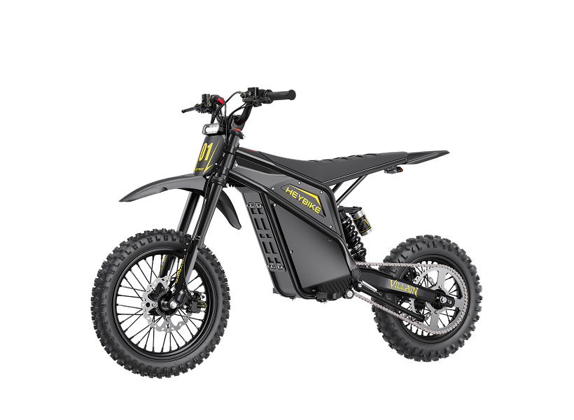 Heybike Villain electric dirt bike - Midnight Black Side view